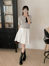 Natural Pleated Midi Skirt (2color)