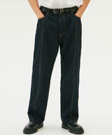 WASHING STITCH DENIM PANTS (BLACK) (6585489391734)