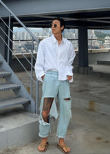 レイストライプクロップシャツ / Ray Stripe Crop Shirt 2COLOR