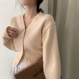 [Touching/6 colors~] ハーフクロップドニットカーディガンザットアイオッフンウェア