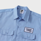 ドントウォーリーハンバーガーユニセックス半袖ワークシャツ / Dont Worry Hamburger Short-Sleeved Unisex Work Shirt