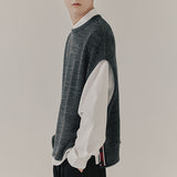 サイドオープンニットベスト / SIDE OPEN KNIT VEST_CHARCOAL