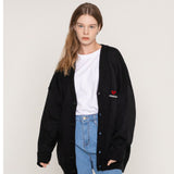 [UNISEX] Heartboard embroidered knit cardigan (6658483126390)
