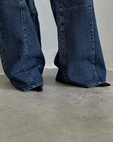 プリヴェラインワイド-レッグデニムジーンズ / PRIVÉ LINED WIDE-LEG DENIM JEANS - CREAM/DENIM BLUE