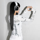 0 3 Computer Angel Print Top - WHITE