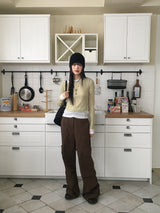 Minka Bag Ribbon Shirring Pintuck Cotton Cargo Pants