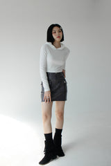 コーテッドミニスカート/Coated mini skirt (2color)