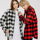 オーバーフィットフランネルシャツ/OVERFIT FLANNEL SHIRTS-WHITE+BLACK