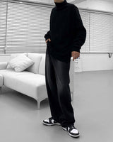 キャットオーバーサイズドフィットワイドデニムパンツ / [Unisex] Cat Oversized Fit Wide Black Denim Pants