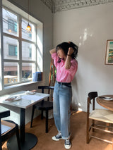 ブルーオンウォッシュドワイドストレートデニムパンツ / Blue-On-Washed Wide Straight Denim Pants