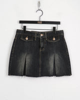 Poltz y2k pleated mini denim skirt