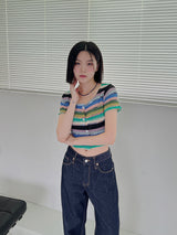 カラーショートスリーブカーディガン/Color short sleeve cardigan (2color)