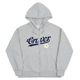 [UNISEX] ビッグベースボールロゴフラワーフードジップアップ
