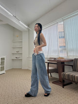 レタリングデニムトラウザーズ /  lettering denim trousers