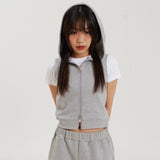 フロントカッティングフードベスト / FRONT CUTTING HOOD VEST MELANGE