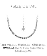 ホワイトミニテニスネックレス/[S925] White Mini Tennis Necklace (white silver)