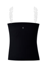 ラッフルマルチトリコットスパンロングチューブトップ/ruffle multi tricot span long tube top (black)