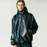 VCL CRACK LEATHER HOODIE BLACK