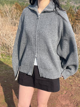 Bent knit cardigan zip up 