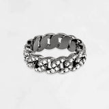 [KANG DANIEL] [S925] Stones Cuban Ring (black silver)