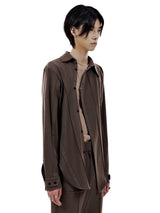 UNBALANCED BUTTON STRAP SHIRT (BROWN) (6654717001846)