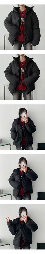 [Wool, both sides] Soft wool, reversible hooded jumper
