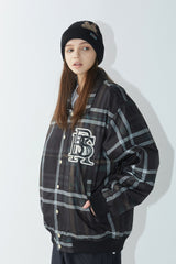 ビッグロゴカラーバーシティジャケット/BSR2223FWJK026 BIG LOGO COLLAR VARSITY JACKET BLACK CHECK