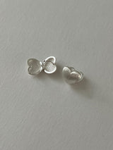 [92.5silver] マットハートワンタッチピアス (ナローバージョン)