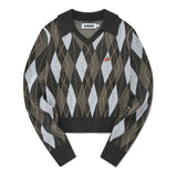 スモールチェリーアーガイルカラーニット／SMALL CHERRY ARGYLE COLLAR KNIT [GRAY CHARCOAL]