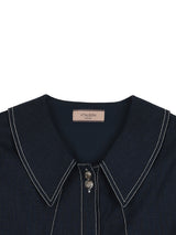 ツーボタンカラースティッチドレス / Two Button Collar Stitch Dress