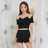 VチェーンショートスリーブクロップTシャツ / TOP(9290) V Chain Short Sleeve Crop Tee