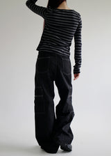 ストライプスカーフセットTシャツ/Stripe scarf set T-shirt (2color)