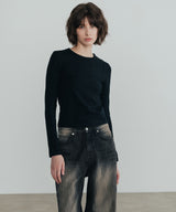 Cut stitch long sleeve t-shirt_black
