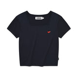 スモールチェリースクエアネッククロップTシャツ / SMALL CHERRY SQUARE NECK CROP T-SHIRT [NAVY]