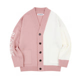 INTARSIA HALF HALF KNIT CARDIGAN_PINK (6610766266486)