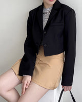 エリス２ボタンクロップミニマルブレザーショートジャケット/[MADE] Eris Two Button Crop Minimal Blazer Short Jacket