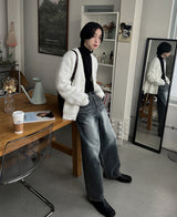 レッドドライデニムパンツ/Red dray denim