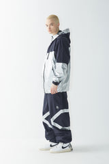 ウィンドブレーカーフーデッドステッチジャケット/BSR2223FWJK034 MMM WINDBREAKER HOODED STRETCH JACKET SILVER/NAVY