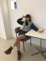 Arlo denim knit zip up