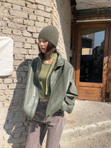 Field half leather jacket