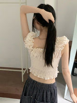 イルムパンチングクロップド半袖ブラウス
