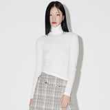 Slim-fit Unbalance Turtleneck [WHITE] (6618528579702)