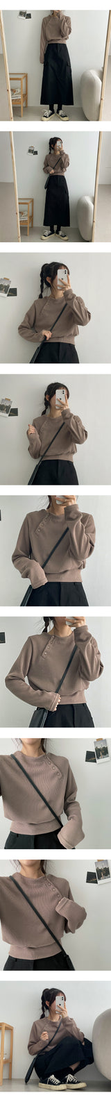 ダイアゴナルボタンロングスリーブTシャツ / diagonal button long-sleeved T-shirt