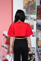 CMショートスリーブショルダークロップTシャツ/TOP(8607) CM Short Sleeve Shoulder Crop Tee