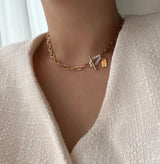 jum パールゲストルックトグルバーボールドショートチェーンネックレス/jum Pearl Guest Look Toggle Bar Bold Short Chain Necklace