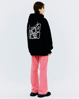 バックスプレータイポフーディー/BACK SPRAY TYPO HOODIE-BLACK