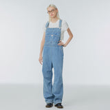 Pleated wide-leg denim jumpsuit
