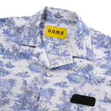 プリントリネンブレンドショートスリーブジャケット/[UNISEX] Printed Linen-Blend Short-Sleeved Jacket (White)