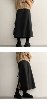 mitoside strap ribbon long skirt
