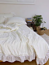 シャーリングラッフルサマーコンフォーターセット - Cream white - Q